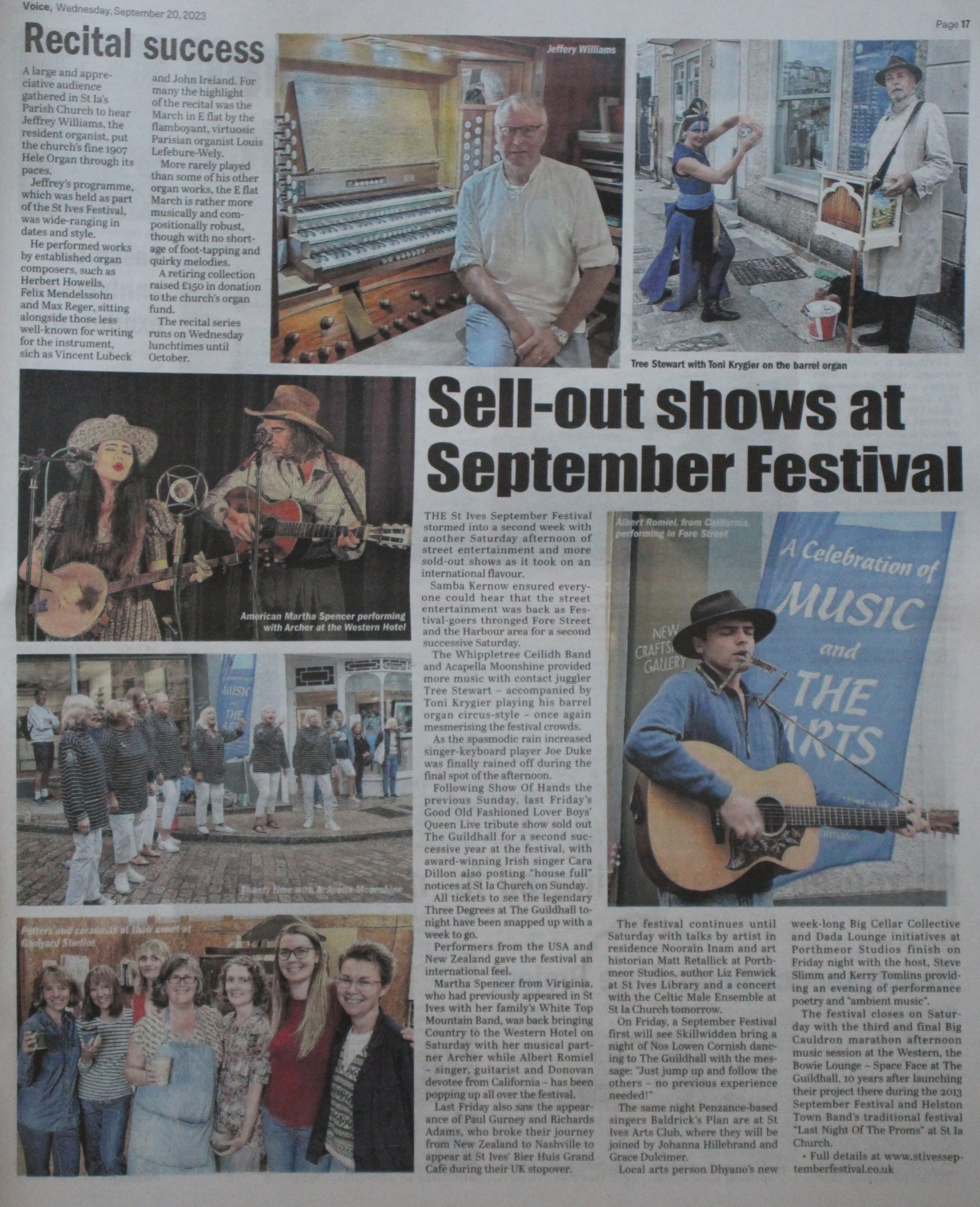 Newspaper feature on Albert Romiel at the St. Ives September Festival